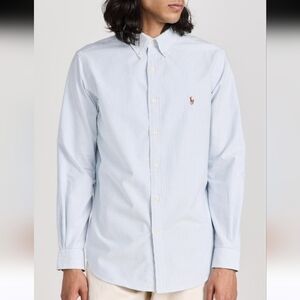 Ralph Lauren Mens Blue Striped  Classic Fit Long Sleeve Button Up Shirt sz L